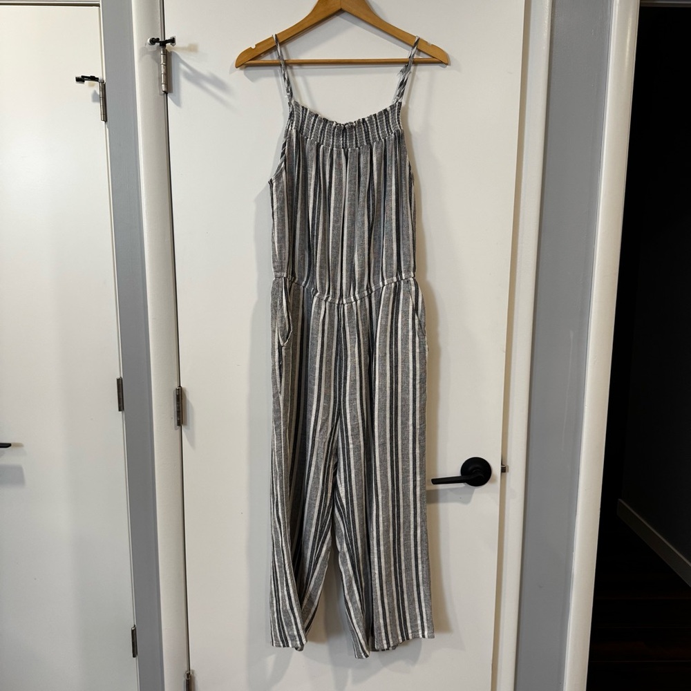 Old Navy Black and White Striped Jumpsuit